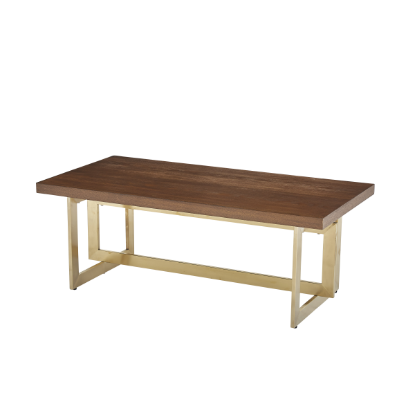 H210CTG wholesale wooden table and  chromed gold stainless stell frame coffee table